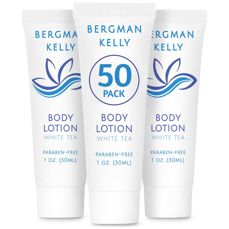 BERGMAN KELLY - Travel Size Lotion - 1 fl oz, 50 PK, White Tea - Delight Your Guests with Invigorating and Refreshing Body Lotion - Quality Mini and Small Size Guest Hotel Toiletries in Bulk - Image 1